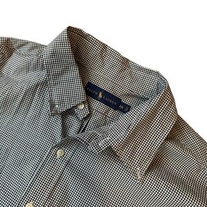 Ralph Lauren Button Down Shirt Men's 2XL Plaid Black White Cotton
